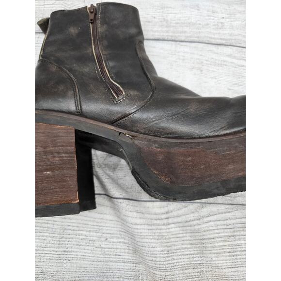 Vintage Early DESTROY Women's Ankle Boot Chunky Black Leather Size 43 EU *READ* - Picture 12 of 16